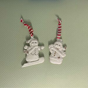 Lenox Snowmen Porcelain Ornaments Set of Two Merrily Yours Personalized